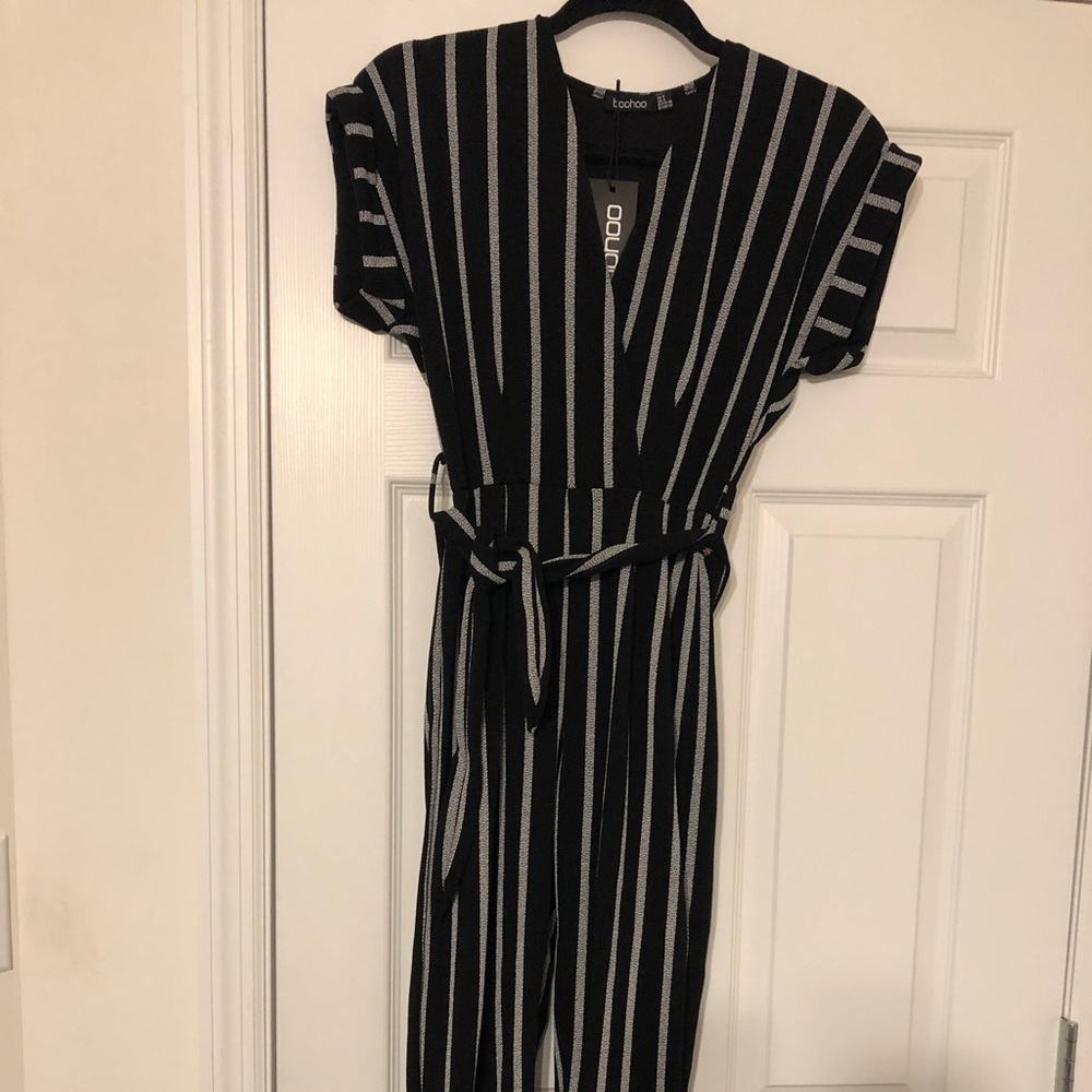 NWT! Tailored Roll Sleeve Tie Belt Jumpsuit